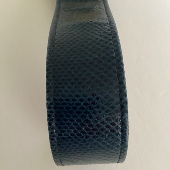 Alexis Kirk Snakeskin Belt Gold Buckle Womens Medium Adjustable Blue 80s Vintage main image 10